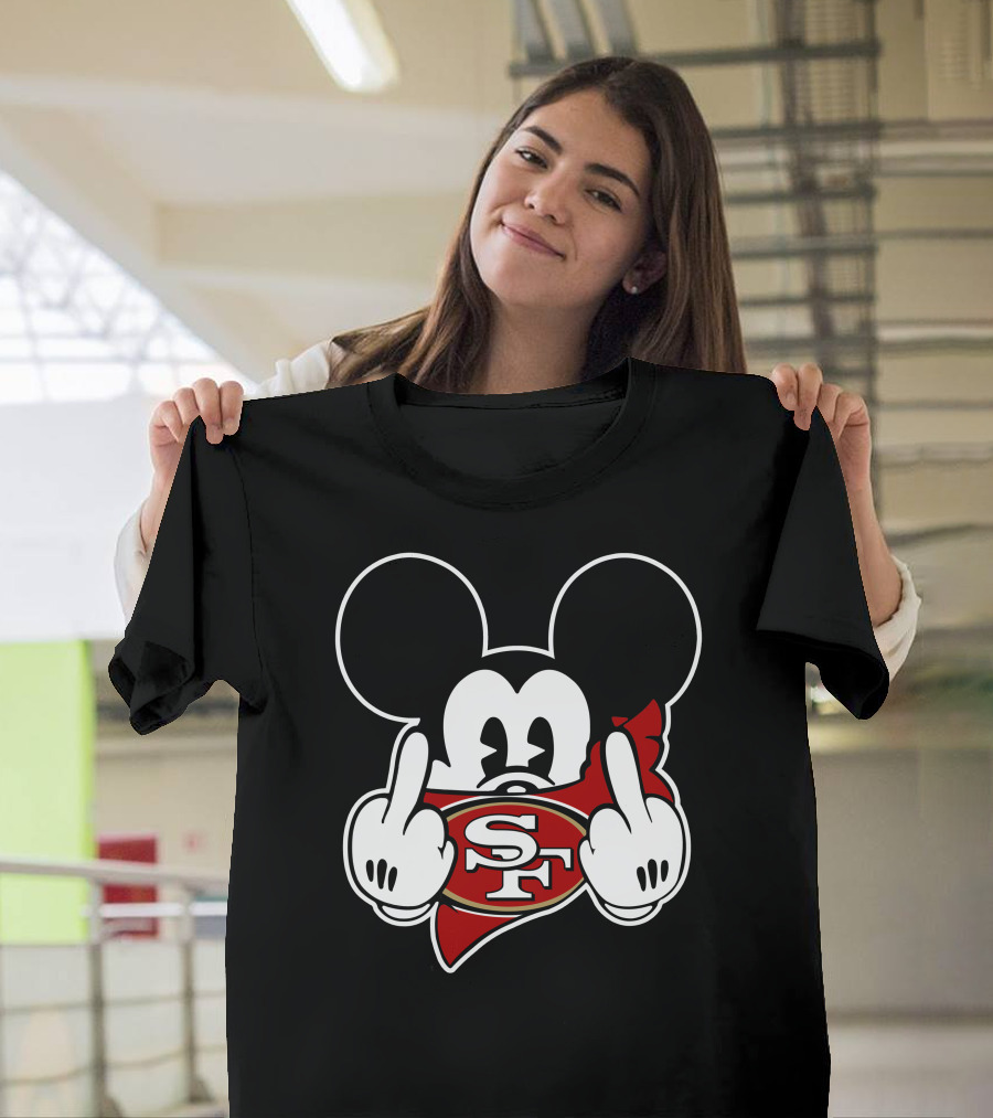 49ers Mickey Sf Logo Middle Finger T-Shirt