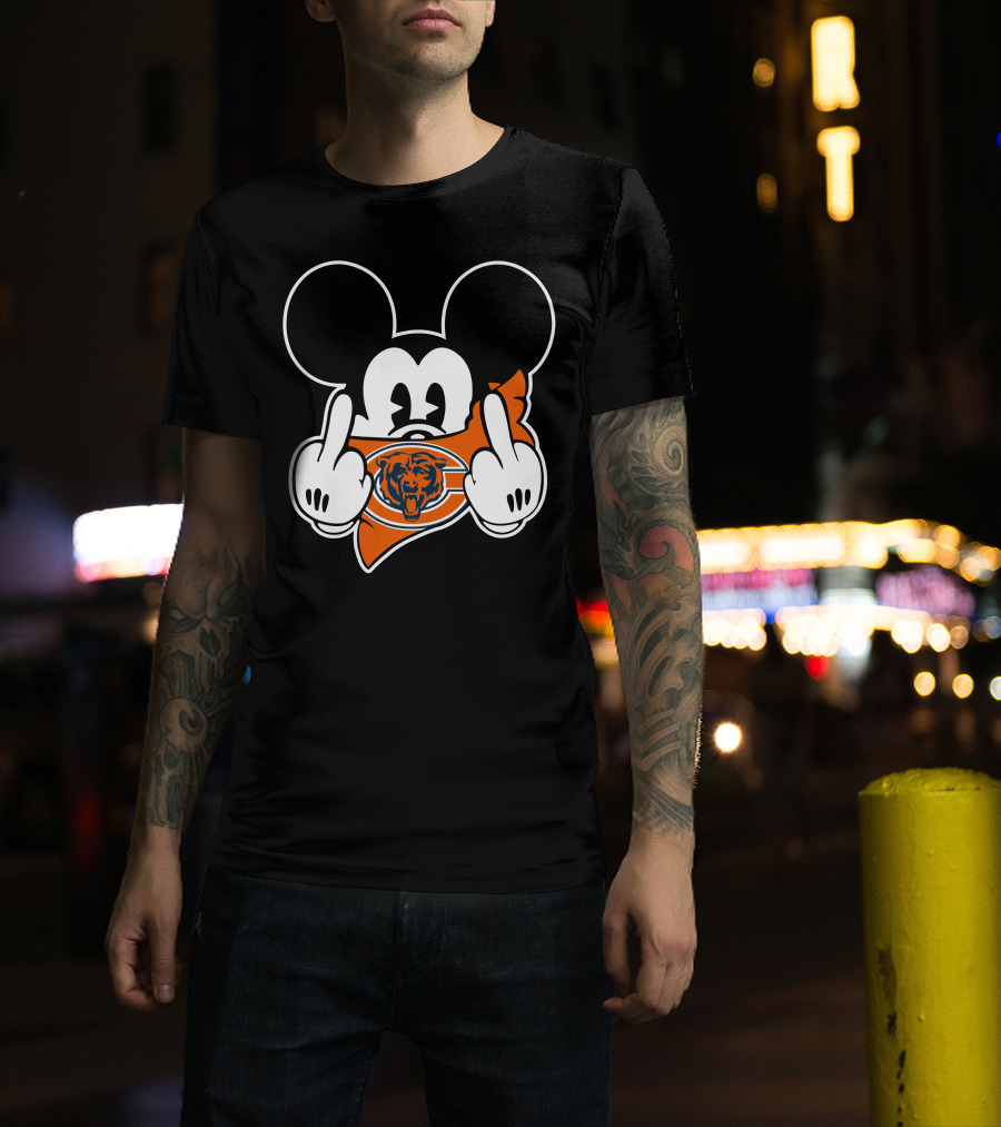 Bears Mickey Chicago Bears Symbol And Gesture T-Shirt