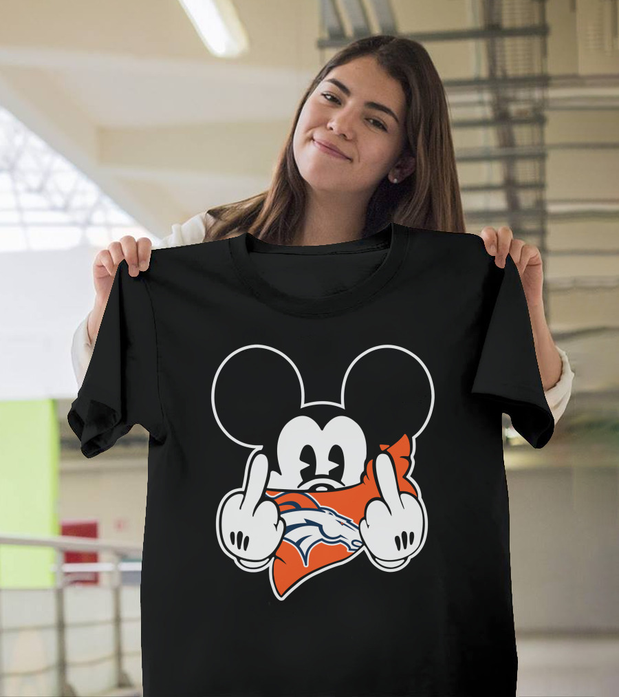 Broncos Mickey Mouse Middle Finger Gesture T-Shirt