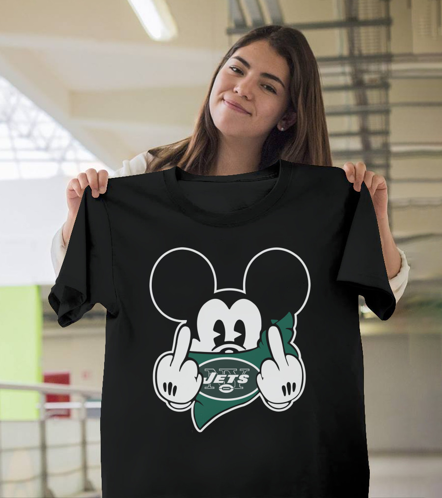 Jets Mickey Mouse Middle Finger T-Shirt