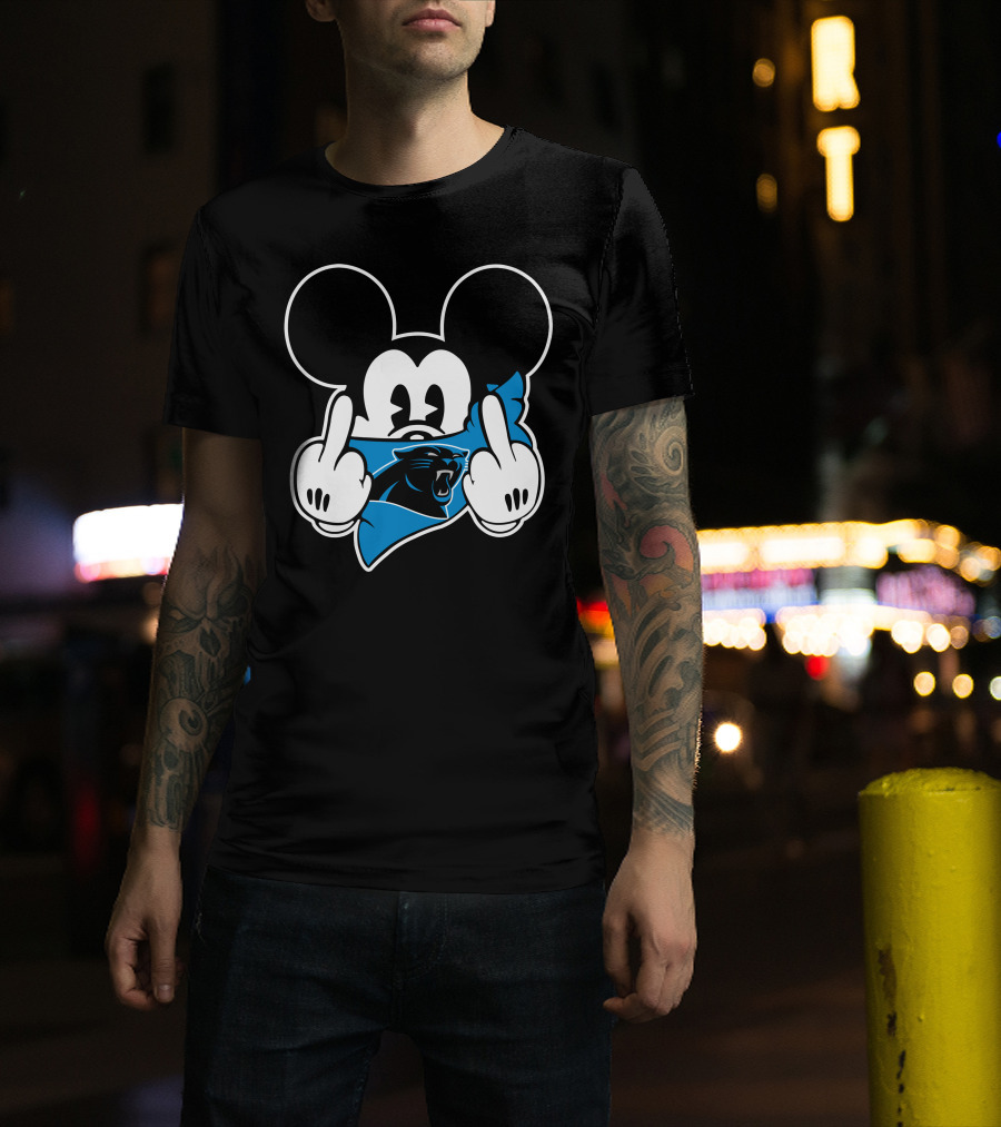 Panthers Mickey Mouse Middle Finger Gesture T-Shirt