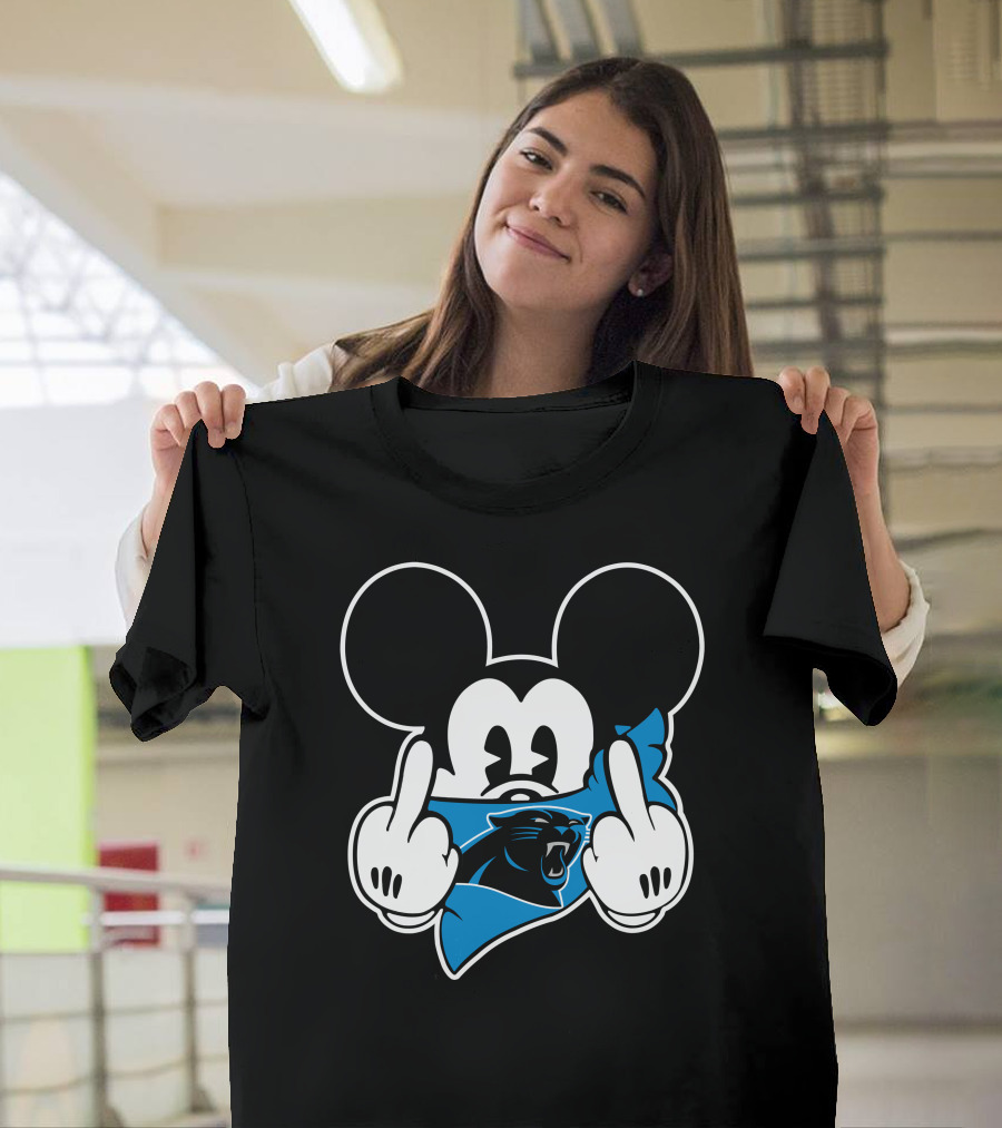 Panthers Mickey Mouse Middle Finger Gesture T-Shirt