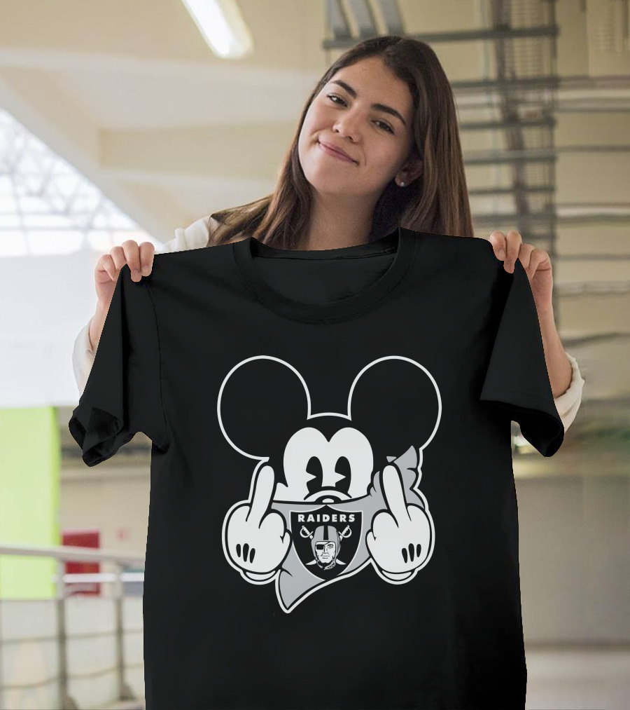 Raiders Mickey Mouse Middle Finger Gesture T-Shirt
