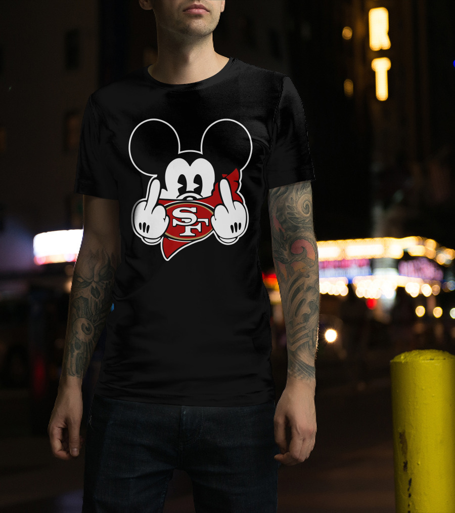 Sf 49ers Mickey Mouse Middle Finger T-Shirt