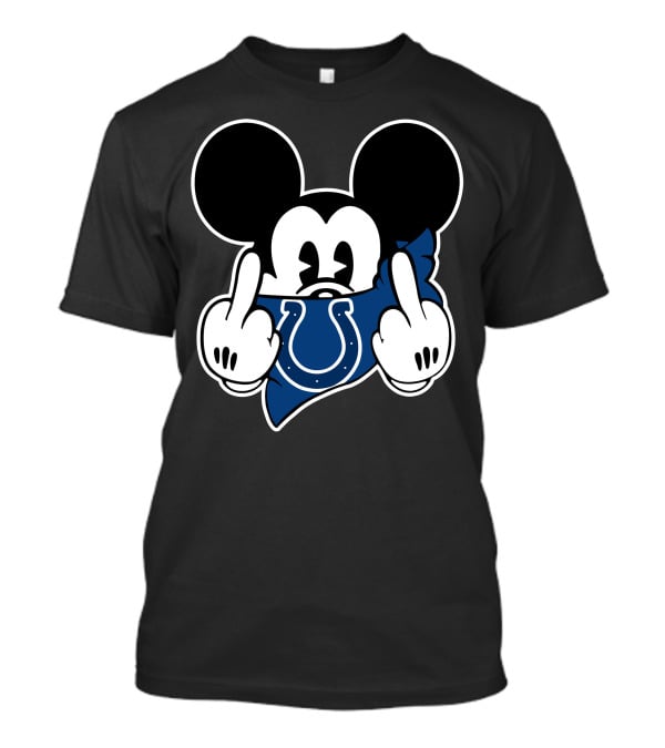 Mickey Bandana Colts Logo Middle Finger Gesture T-Shirt