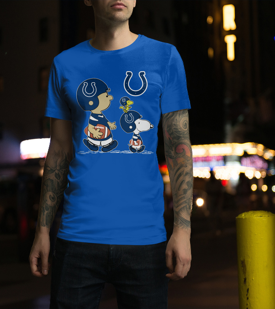 Colts Snoopy And Woodstock Football Helmets T-Shirt