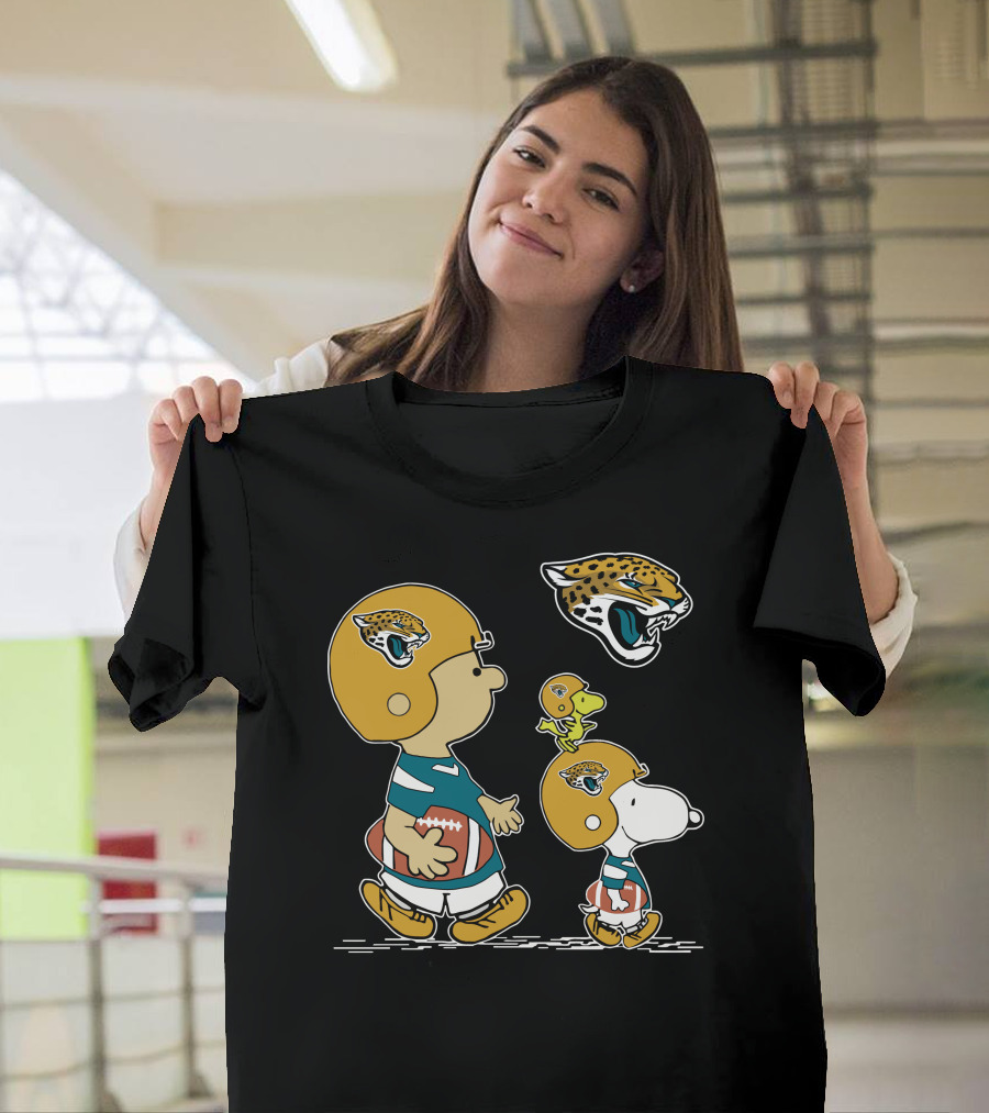 Jaguars Snoopy Charlie Brown Woodstock Football Helmet T-Shirt