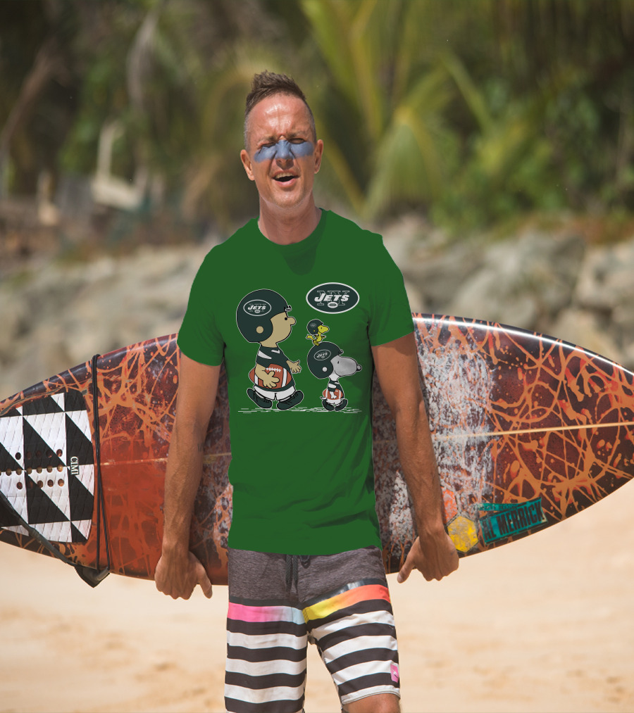 New York Jets Snoopy And Woodstock Football Adventure T-Shirt