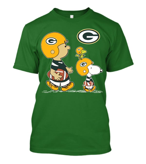 Packers Charlie Brown Snoopy Woodstock Football Helmet T-Shirt