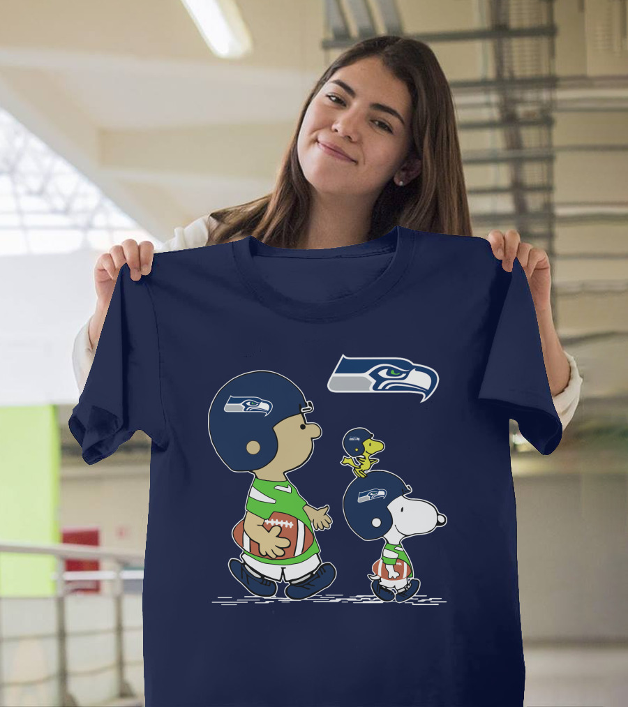 Seahawks Snoopy Football Helmet Friends with Football T-Shirt