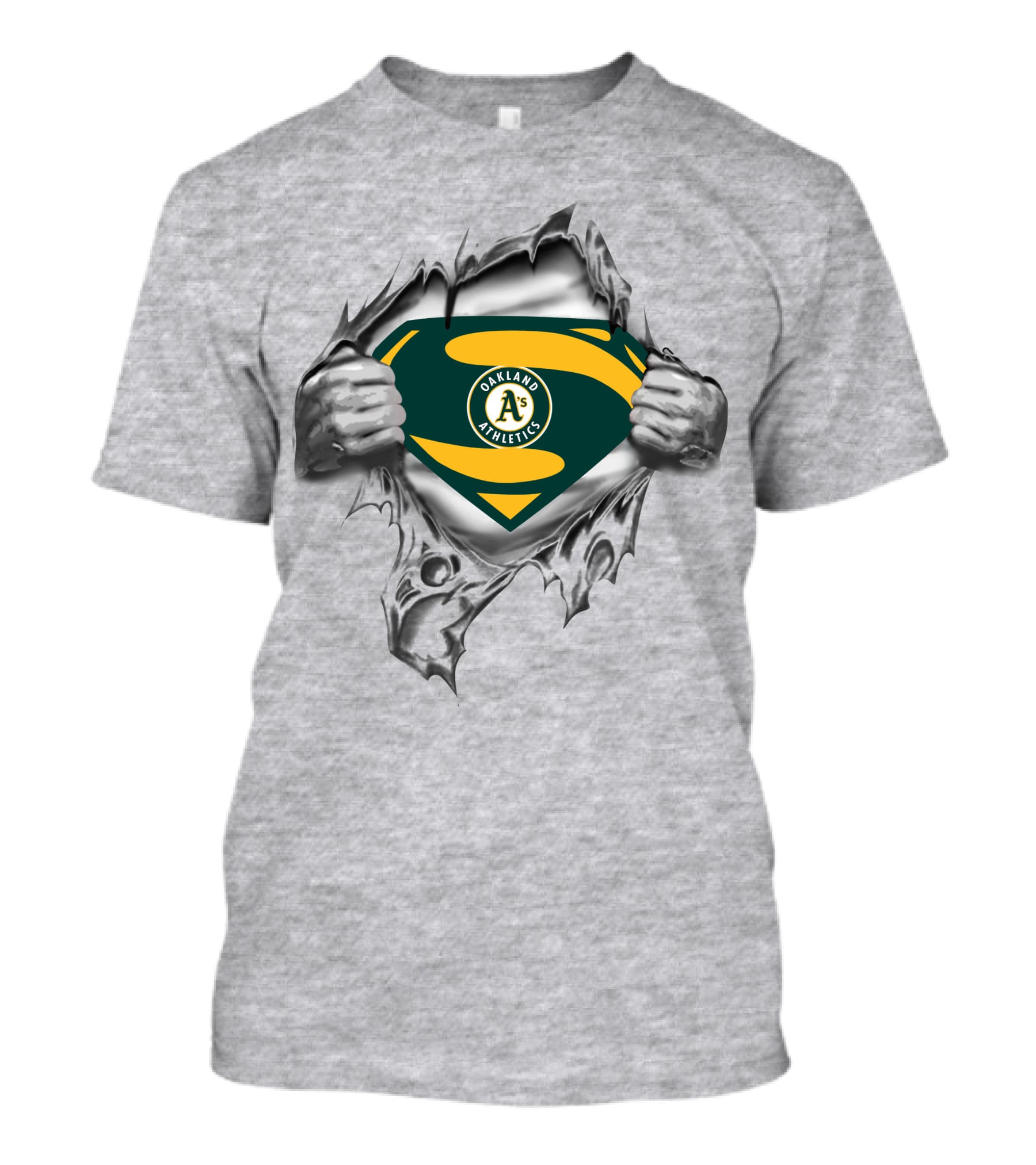 Oakland Athletics Super Man Logo Rip T-Shirt