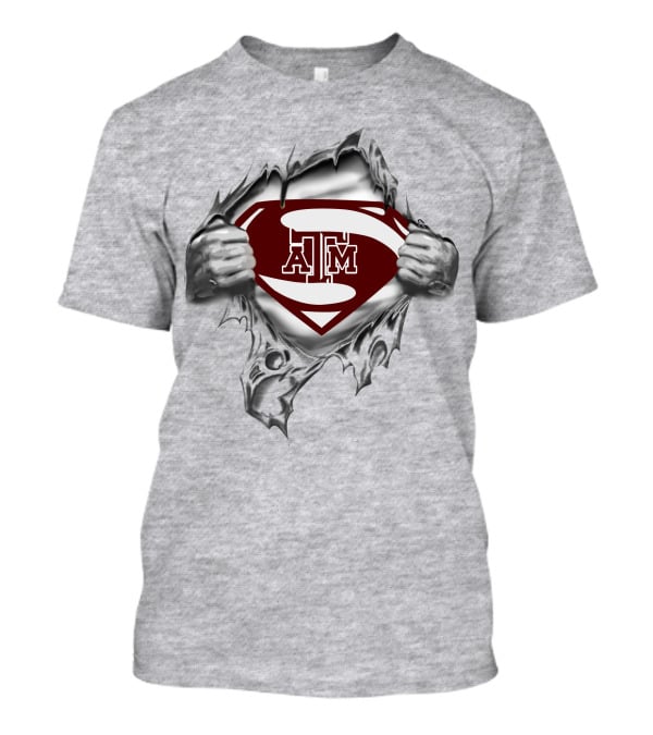 Texas A&M Superman Logo Superman Inside Torn T-Shirt
