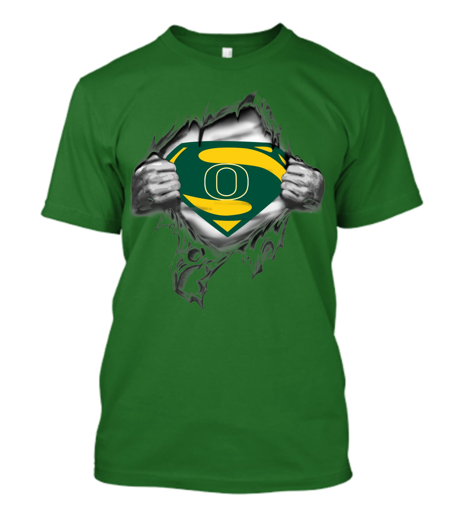Oregon Ducks Superman Logo Emblem Breaking Through T-Shirt