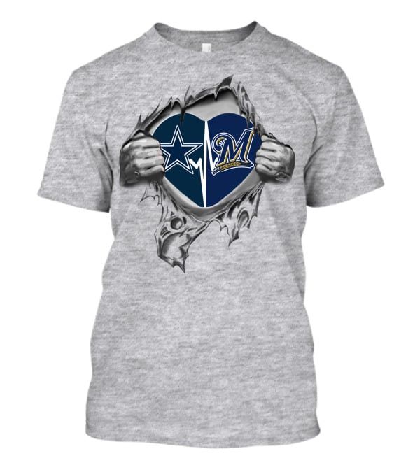 Cowboys Brewers Heart With Split Star And M T-Shirt