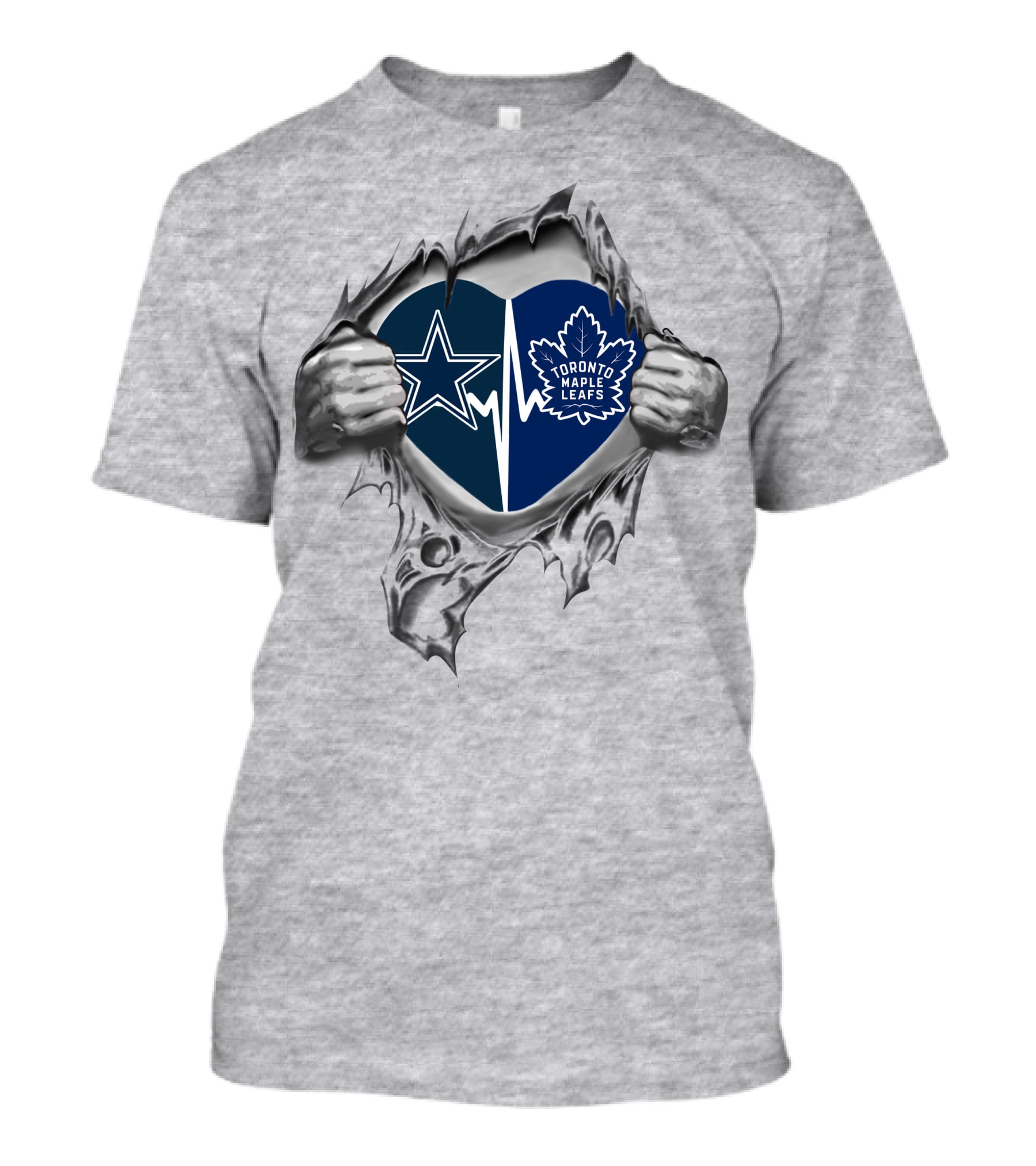 Cowboys Toronto Maple Leafs Heartbeat Passion Dual Logo Mashup T-Shirt