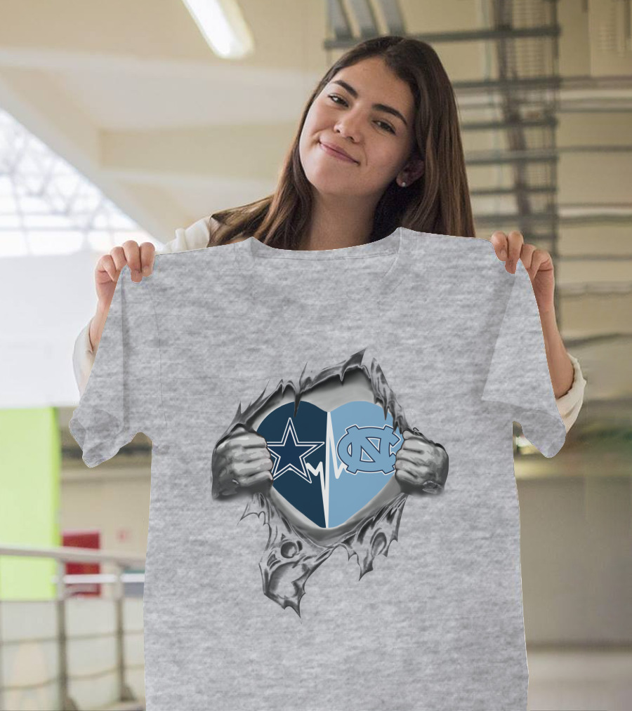 Cowboys Tar Heels Heartbeat Split T-Shirt