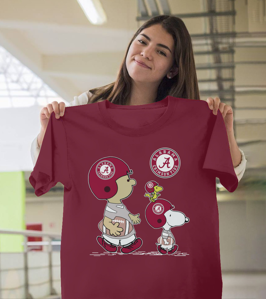 Alabama Crimson Tide Snoopy Peanuts Football Charlie Brown Woodstock T-Shirt