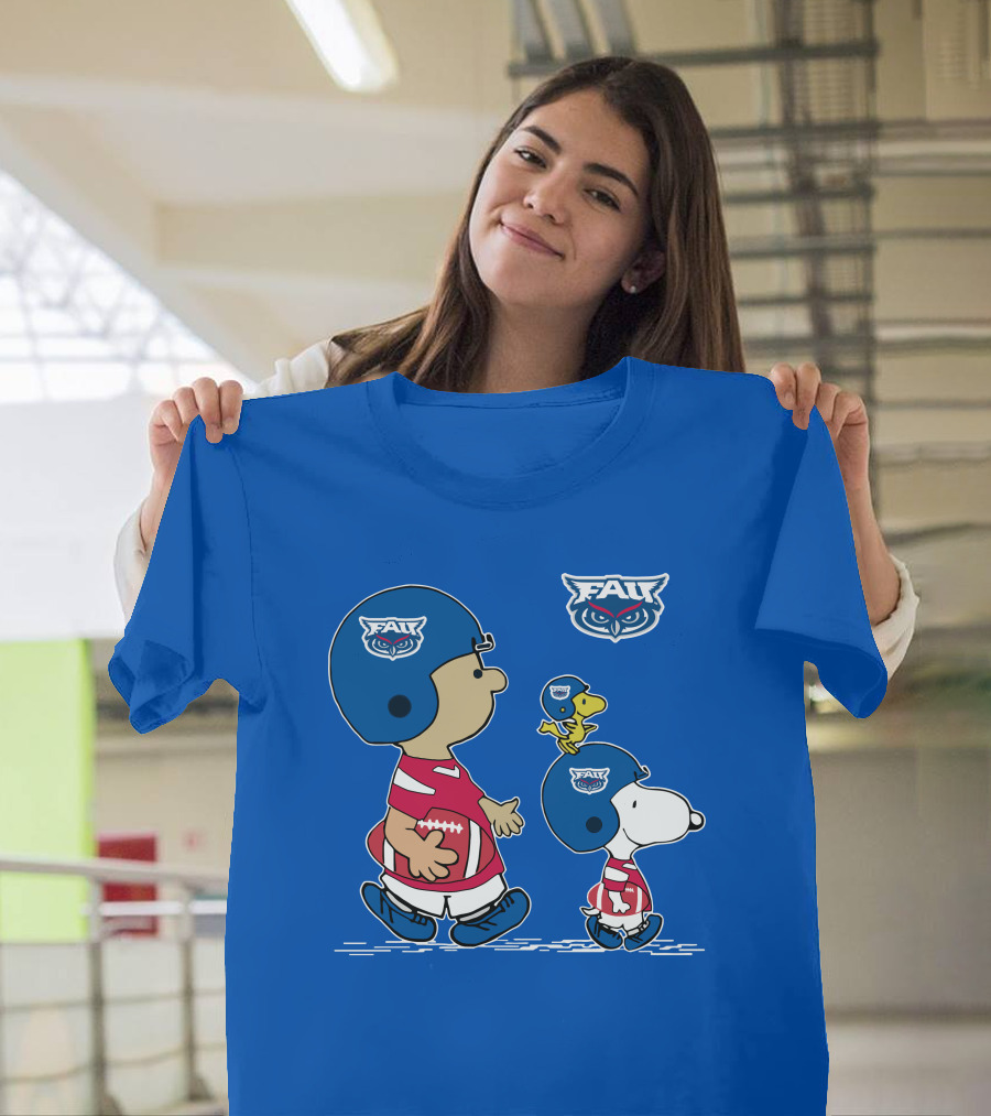 FAU Football Peanuts Snoopy Woodstock Helmet Players T-Shirt