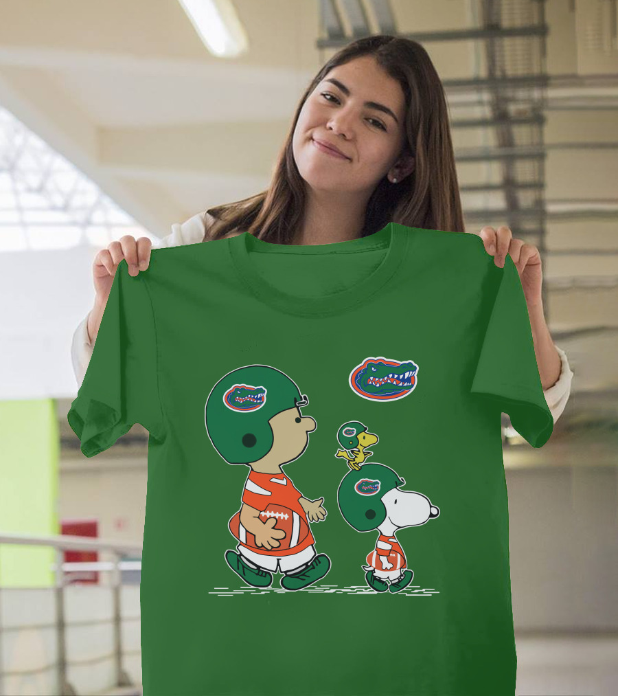 Florida Gators Snoopy and Woodstock Football Helmets T-Shirt