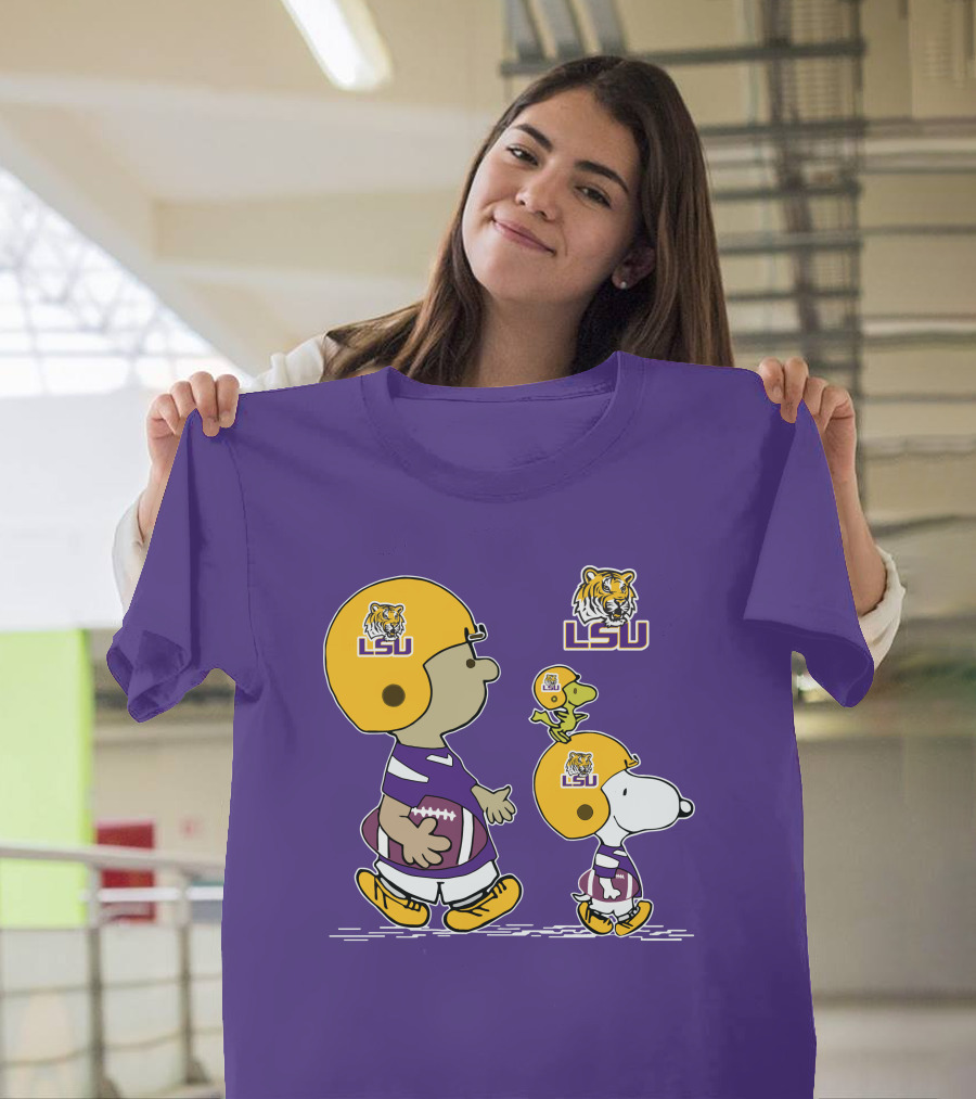 LSU Tigers Snoopy and Woodstock Football Adventure T-Shirt