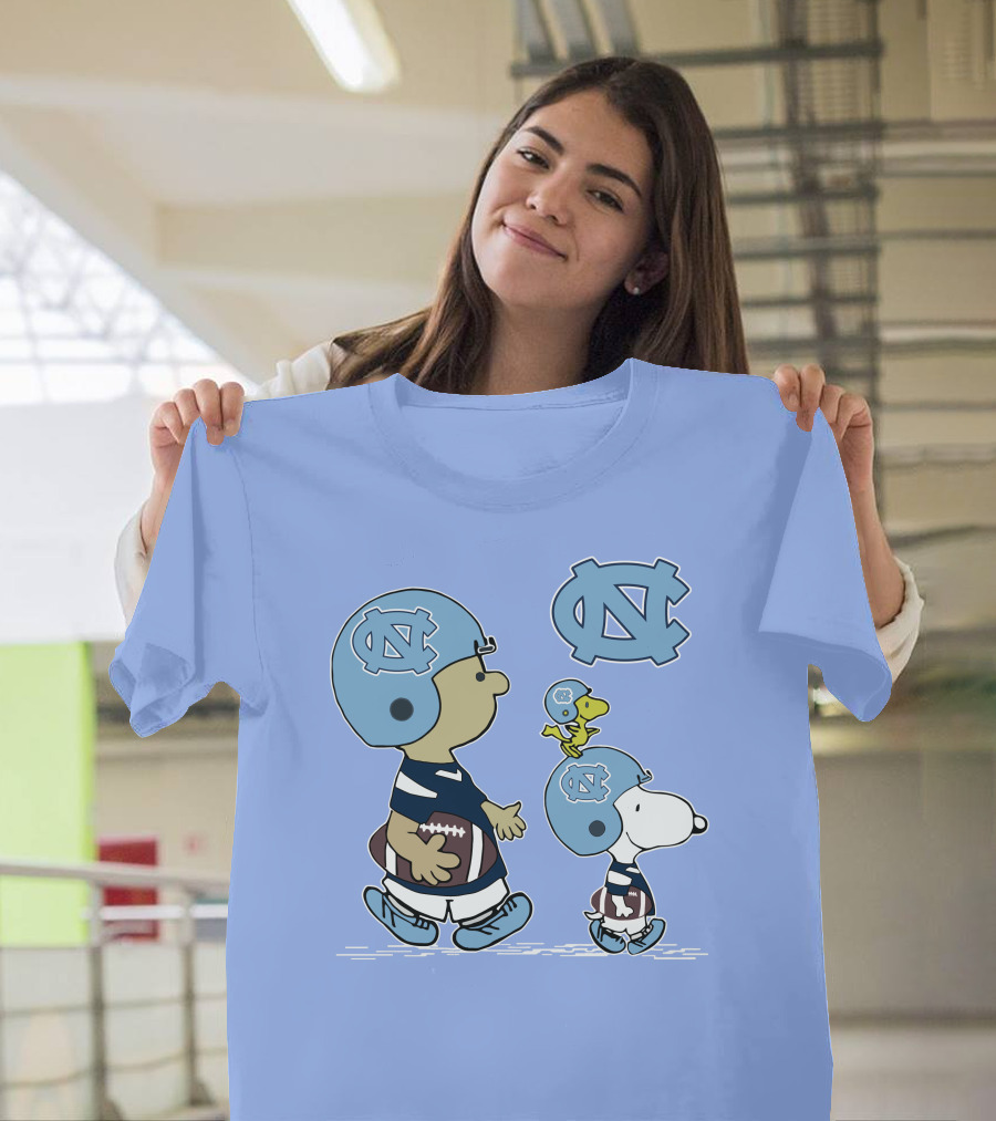 Tar Heels Peanuts Snoopy Woodstock Football UNC T-Shirt