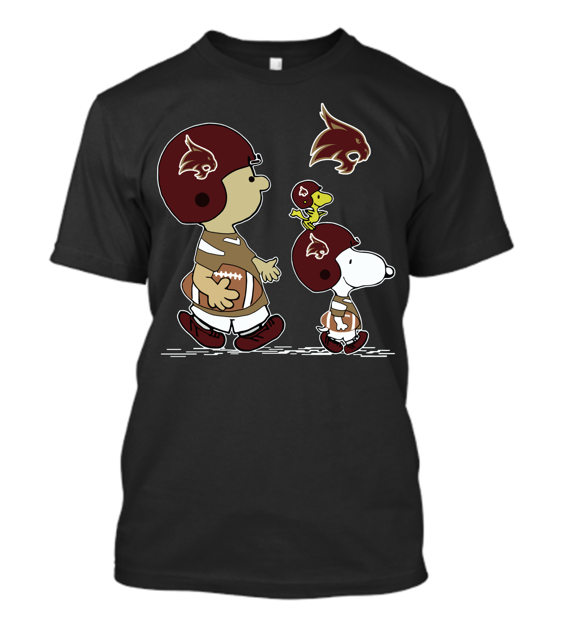 Texas State University Bobcats Snoopy And Woodstock Football T-Shirt