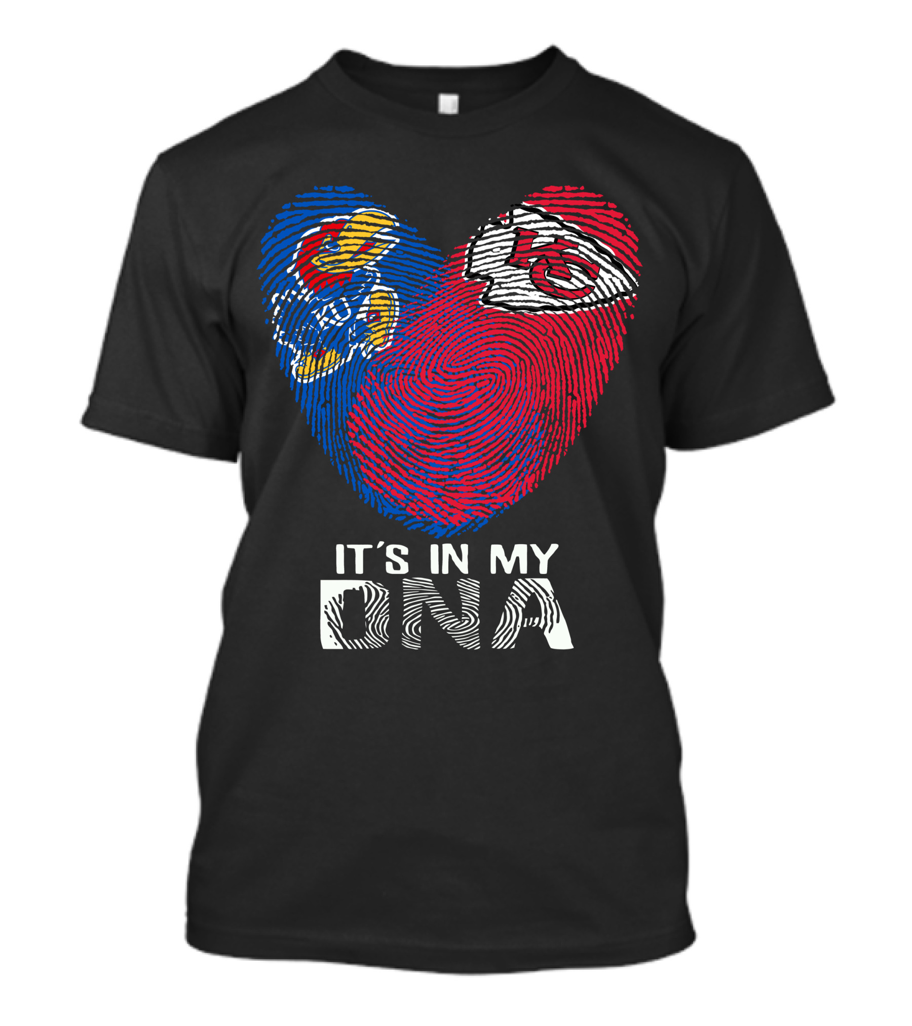 Kansas Jayhawks Chiefs It's In My DNA Fingerprint Heart T-Shirt