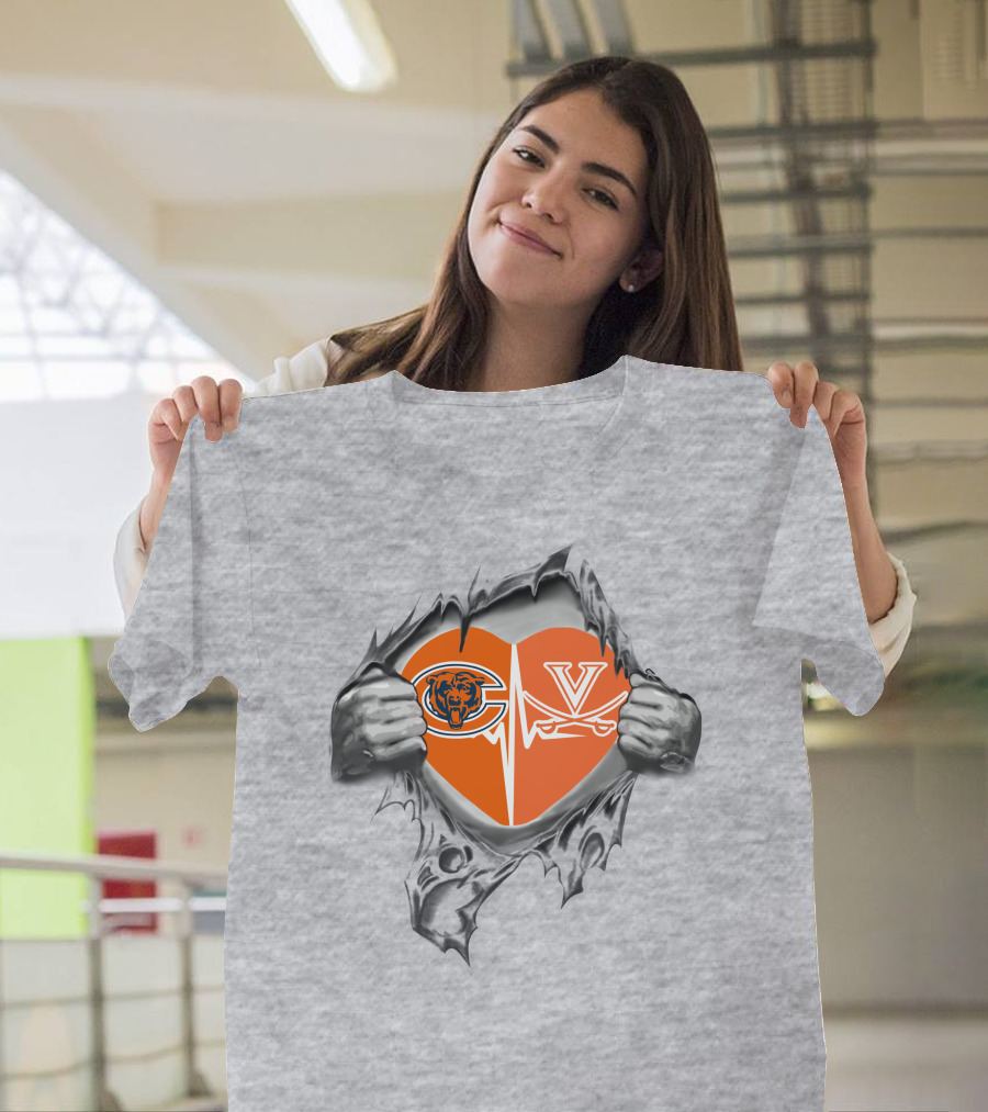 Bears Cavaliers Heartbeat Orange Heart T-Shirt