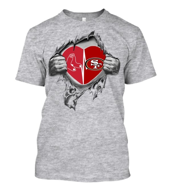 San Francisco 49ers Boston Red Sox Heart T-Shirt