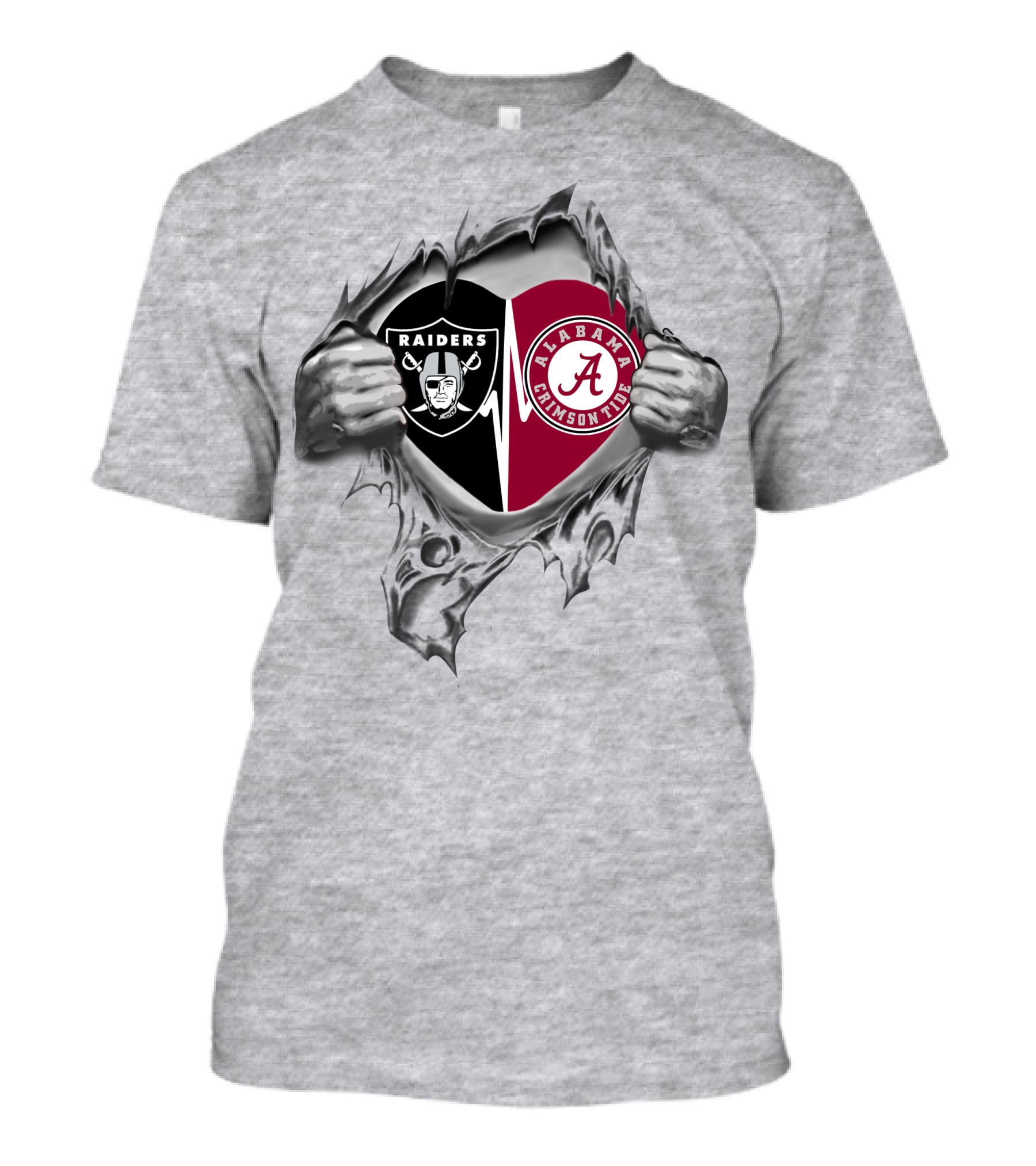 Raiders Alabama Crimson Tide Heart Torn Mesh T-Shirt
