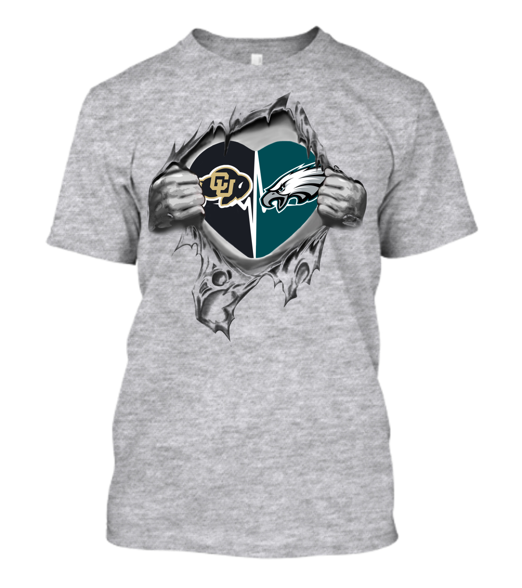 Eagles Buffaloes Heart Design Featuring Football T-Shirt