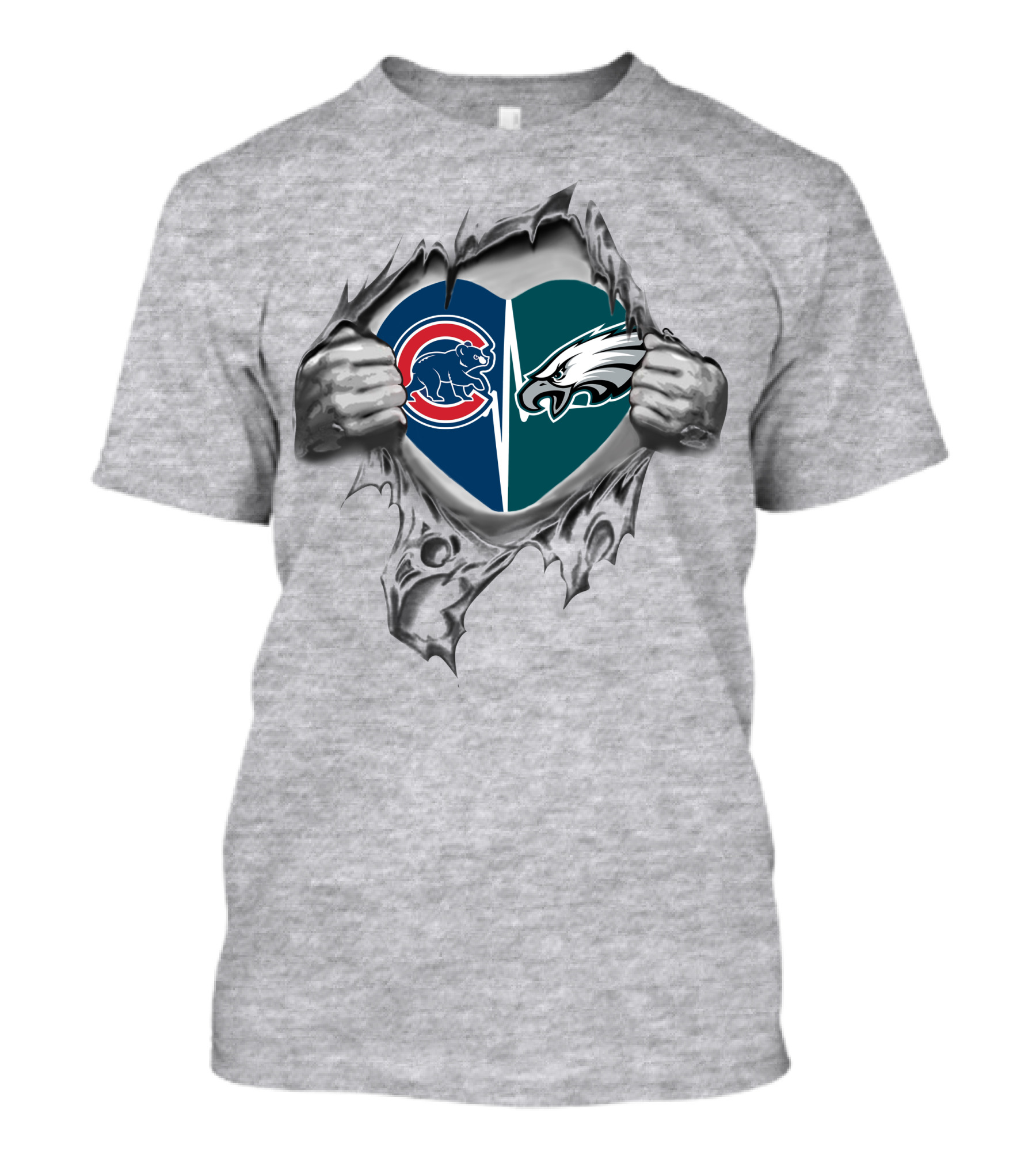 Eagles Cubs Heart With Torn T-Shirt