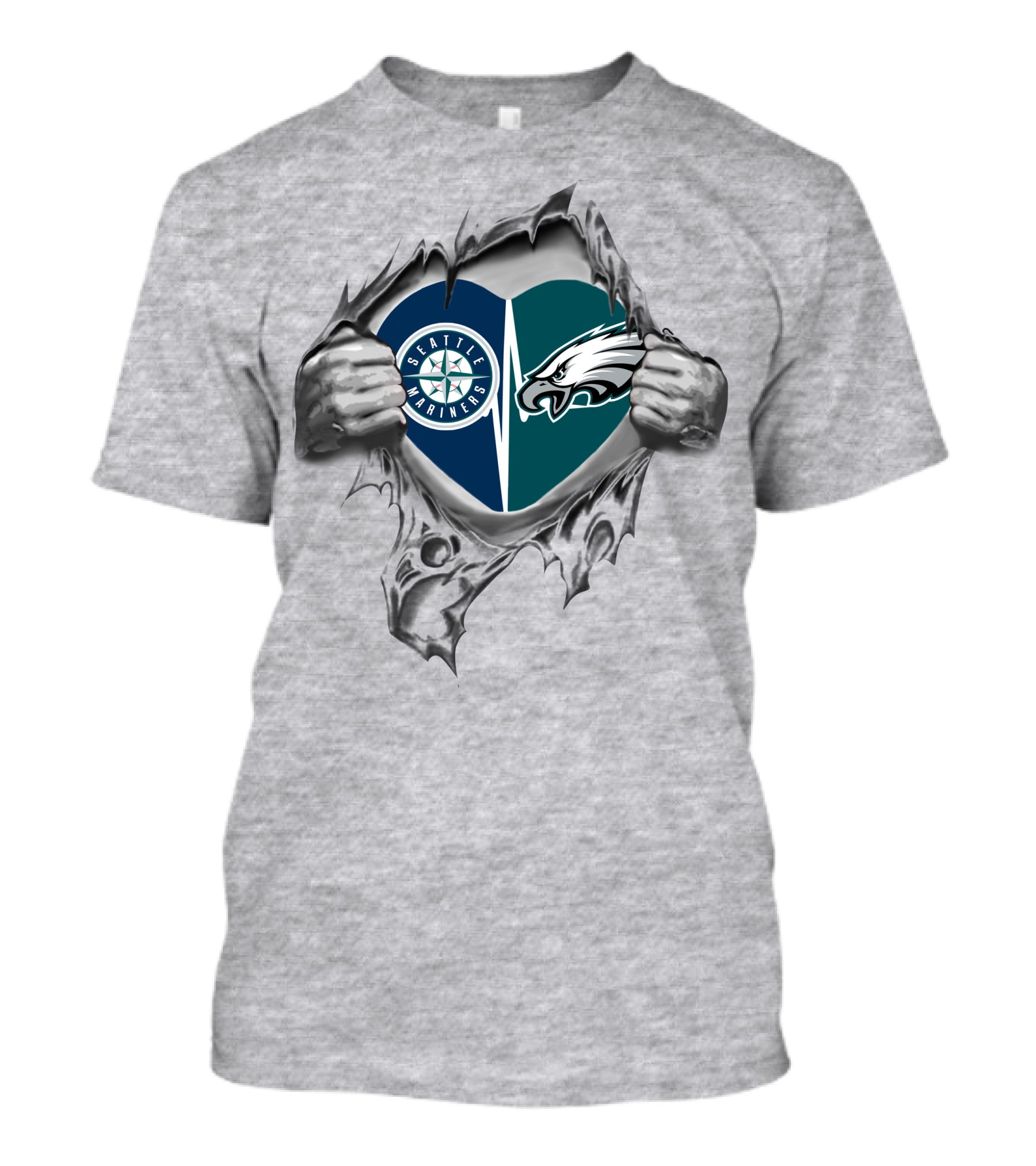 Seattle Mariners Philadelphia Eagles Heart T-Shirt