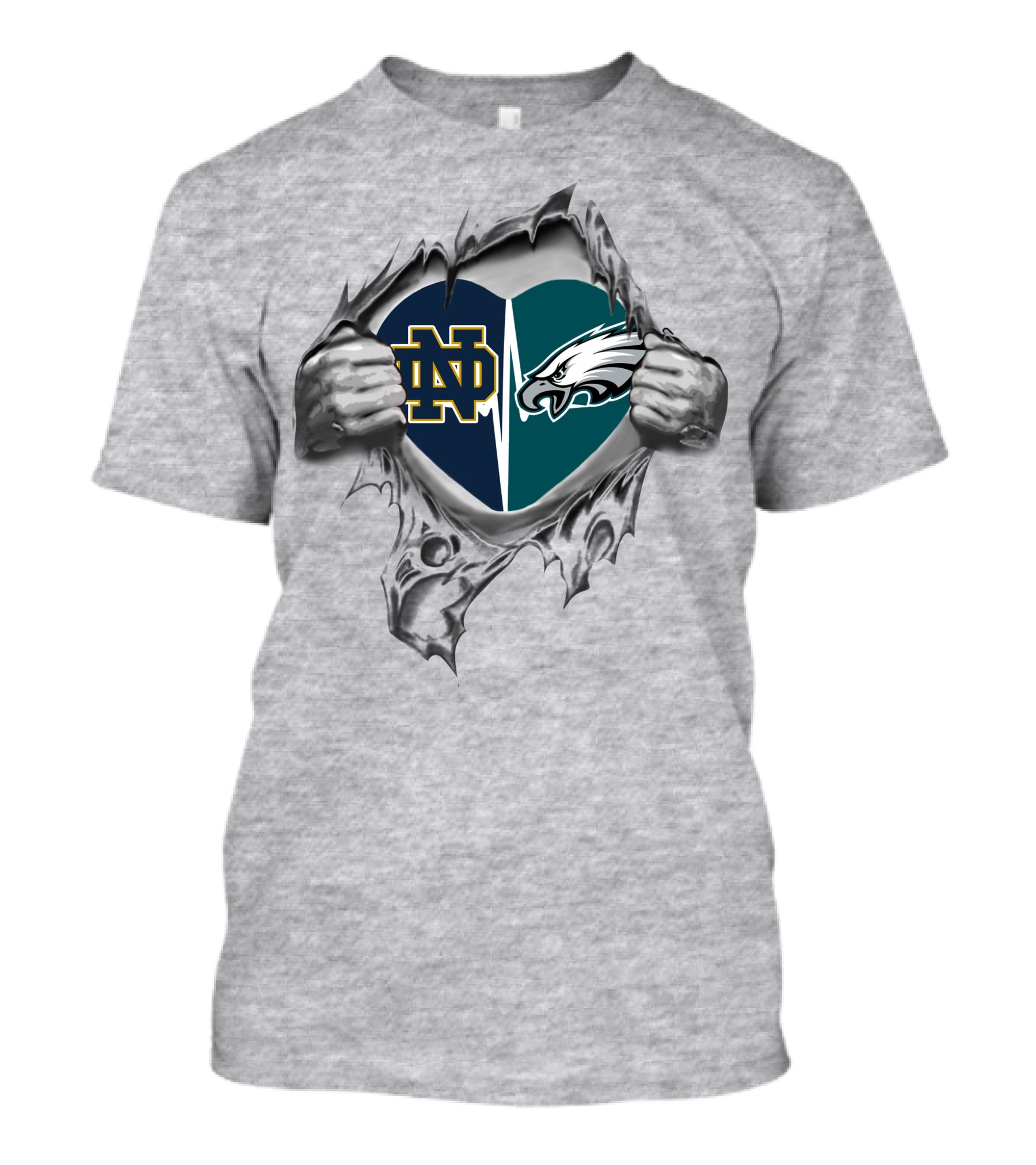 Notre Dame Philadelphia Eagles Heart Fusion T-Shirt