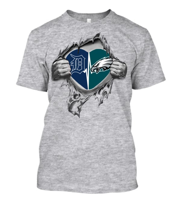 Detroit Tigers Philadelphia Eagles Heart Fan Passion T-Shirt