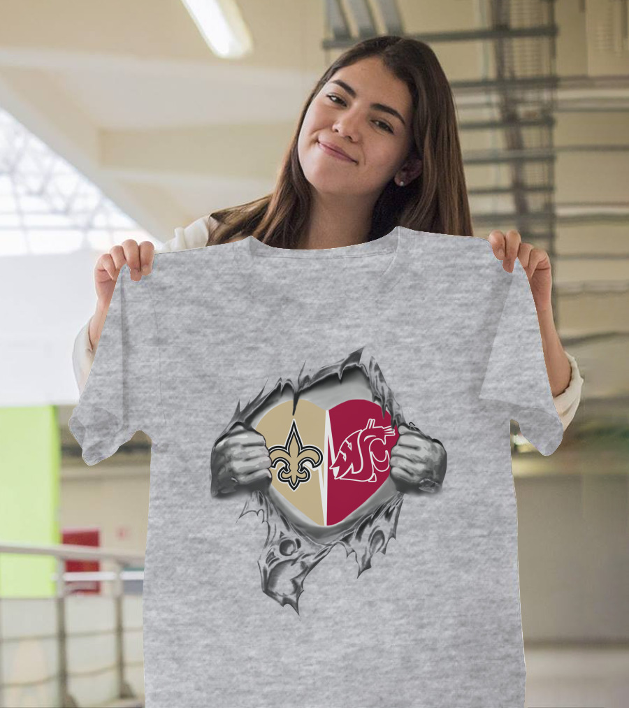 Saints Washington State Cougars Heart It's In My Heart T-Shirt