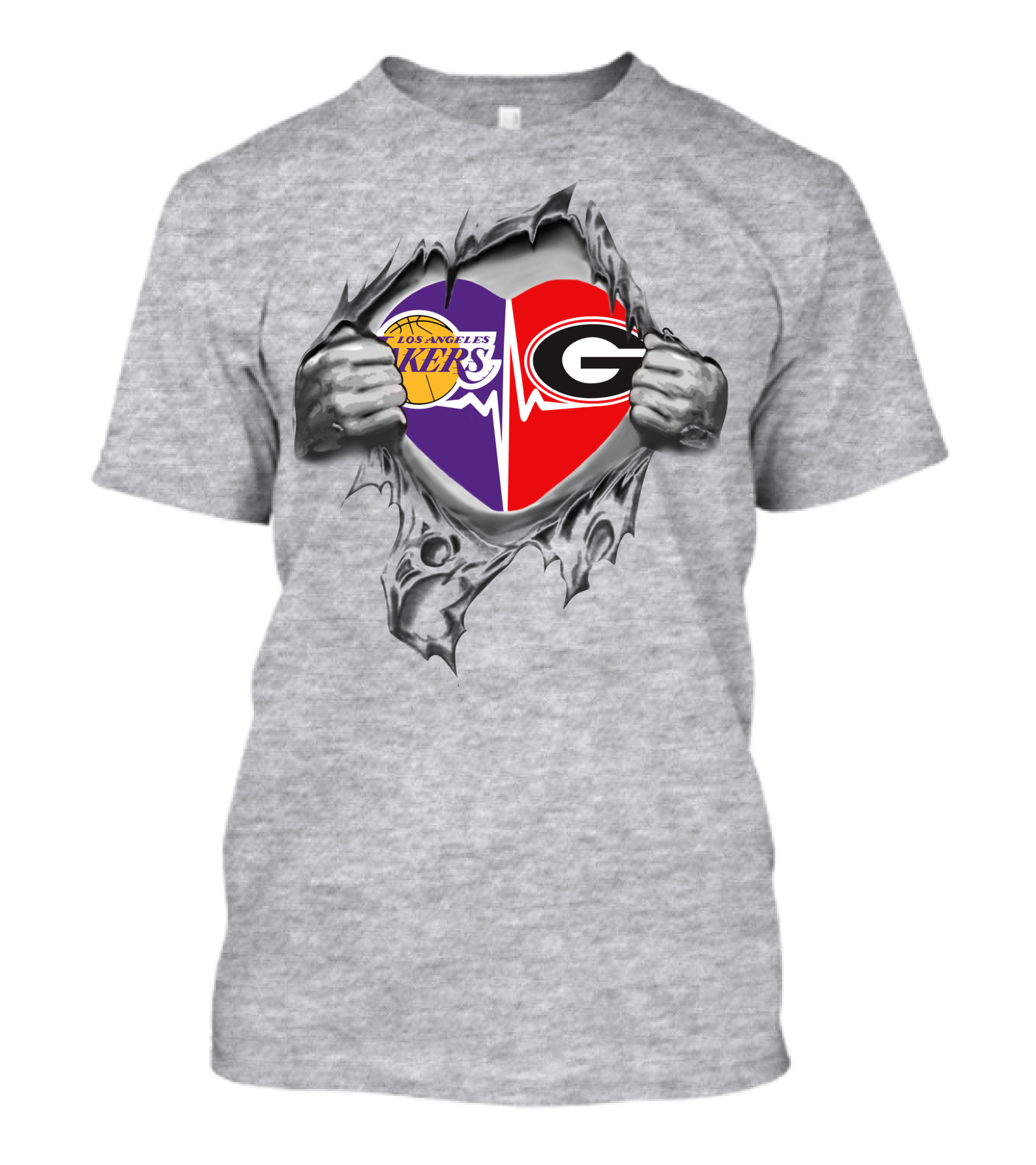 Los Angeles Lakers Georgia Bulldogs Heartbeat Combo T-Shirt