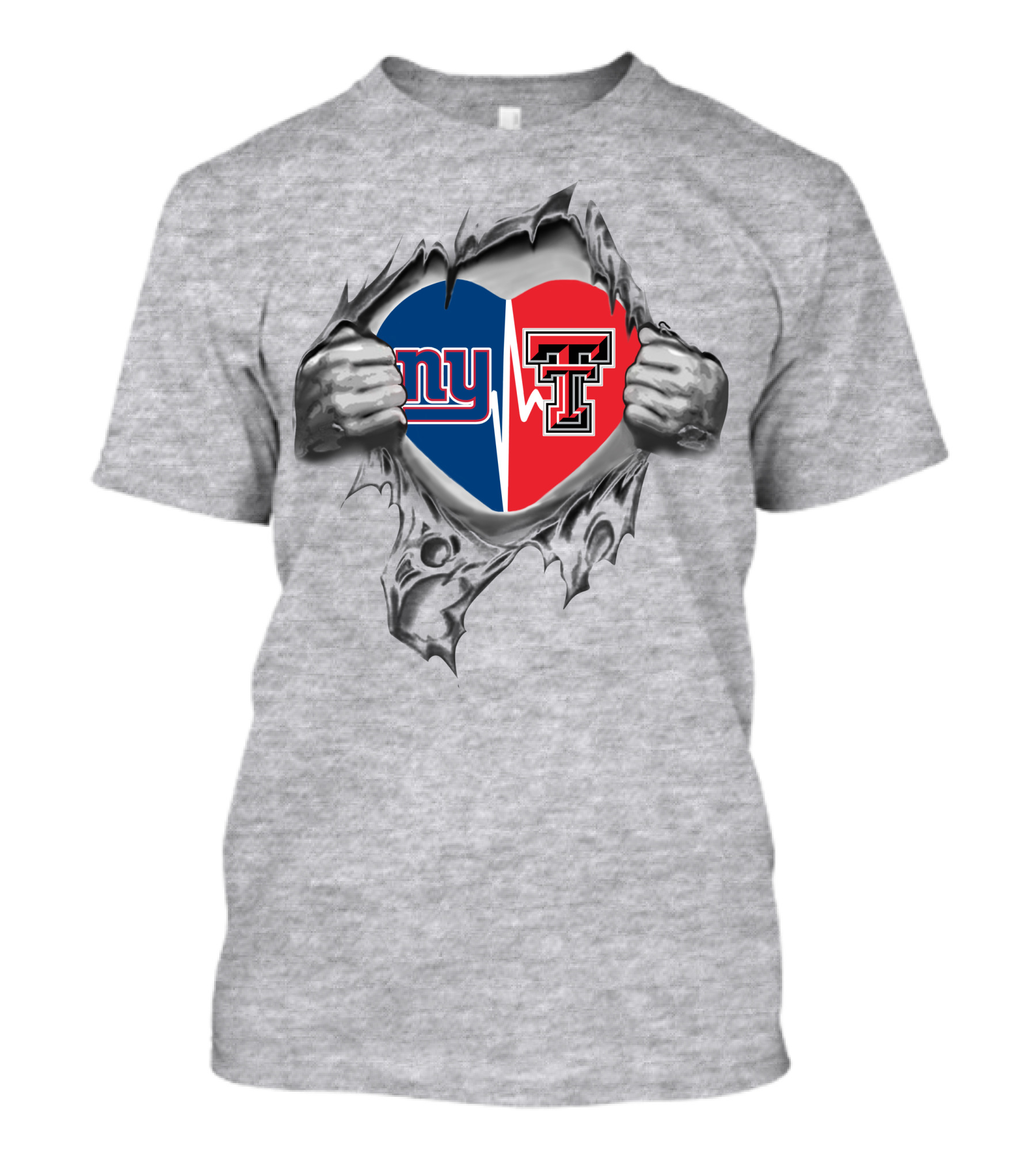 Giants Texas Tech Heart Design Featuring Dual T-Shirt