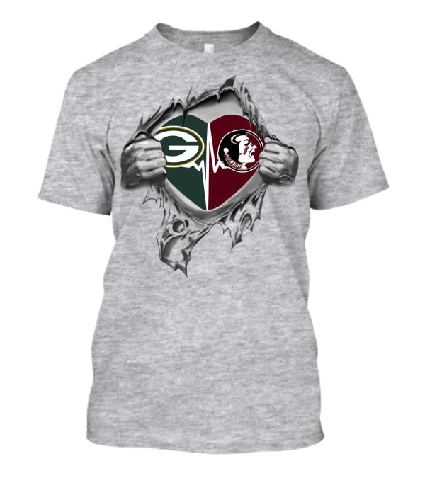 Green Bay Packers Florida State Seminoles Heartbeat T-Shirt