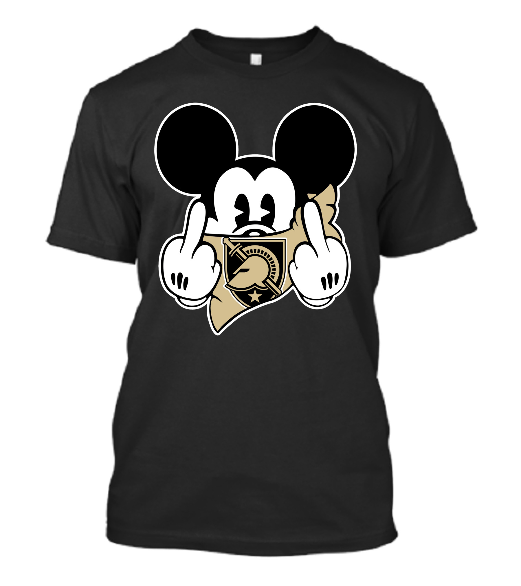 Mickey Army Black Knights Logo Middle Fingers T-Shirt