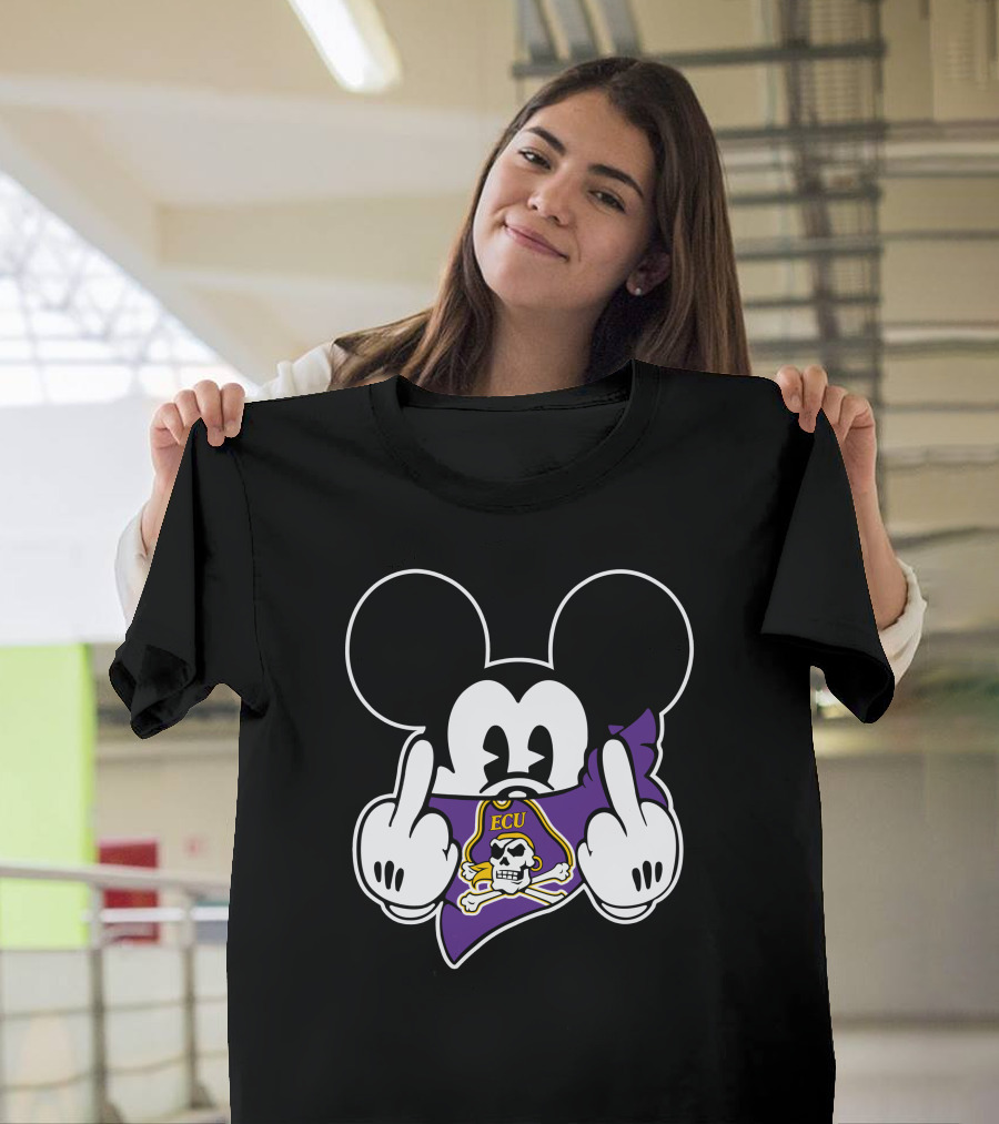 Ecu Pirates Mickey Middle Finger T-Shirt