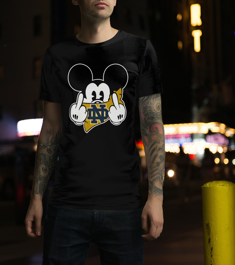 Notre Dame Fighting Irish Mickey Mouse Logo Fusion T-Shirt