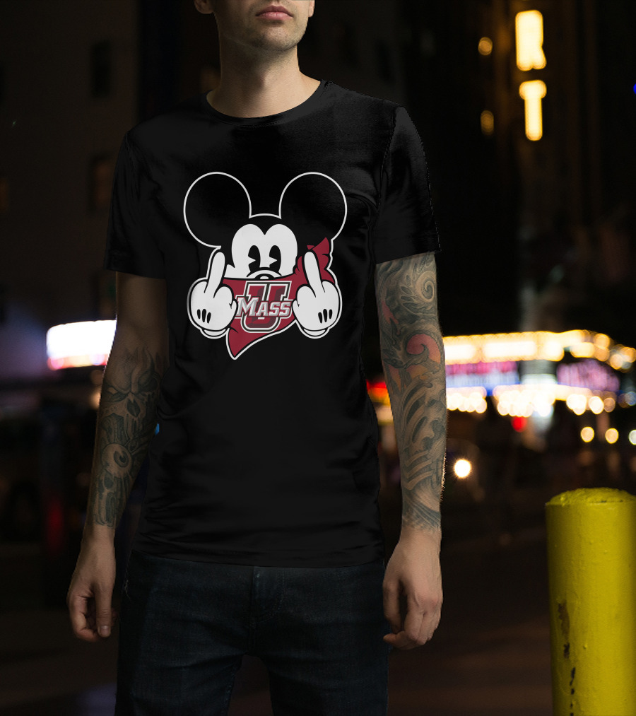 Umass Minutemen Mickey Middle Finger Gesture T-Shirt