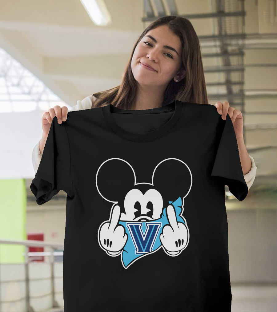 Mickey Villanova Wildcats Logo Middle Finger T-Shirt