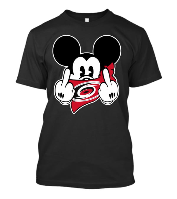 Hurricanes Mickey Middle Finger Gesture Red Bandana T-Shirt
