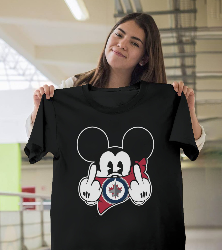 Mickey Mouse Jets Hockey Middle Finger T-Shirt