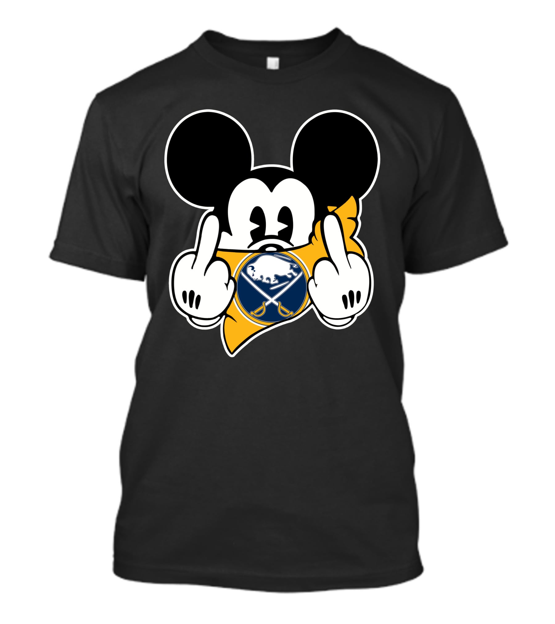 Sabres Hockey Mickey Mouse Middle Finger T-Shirt