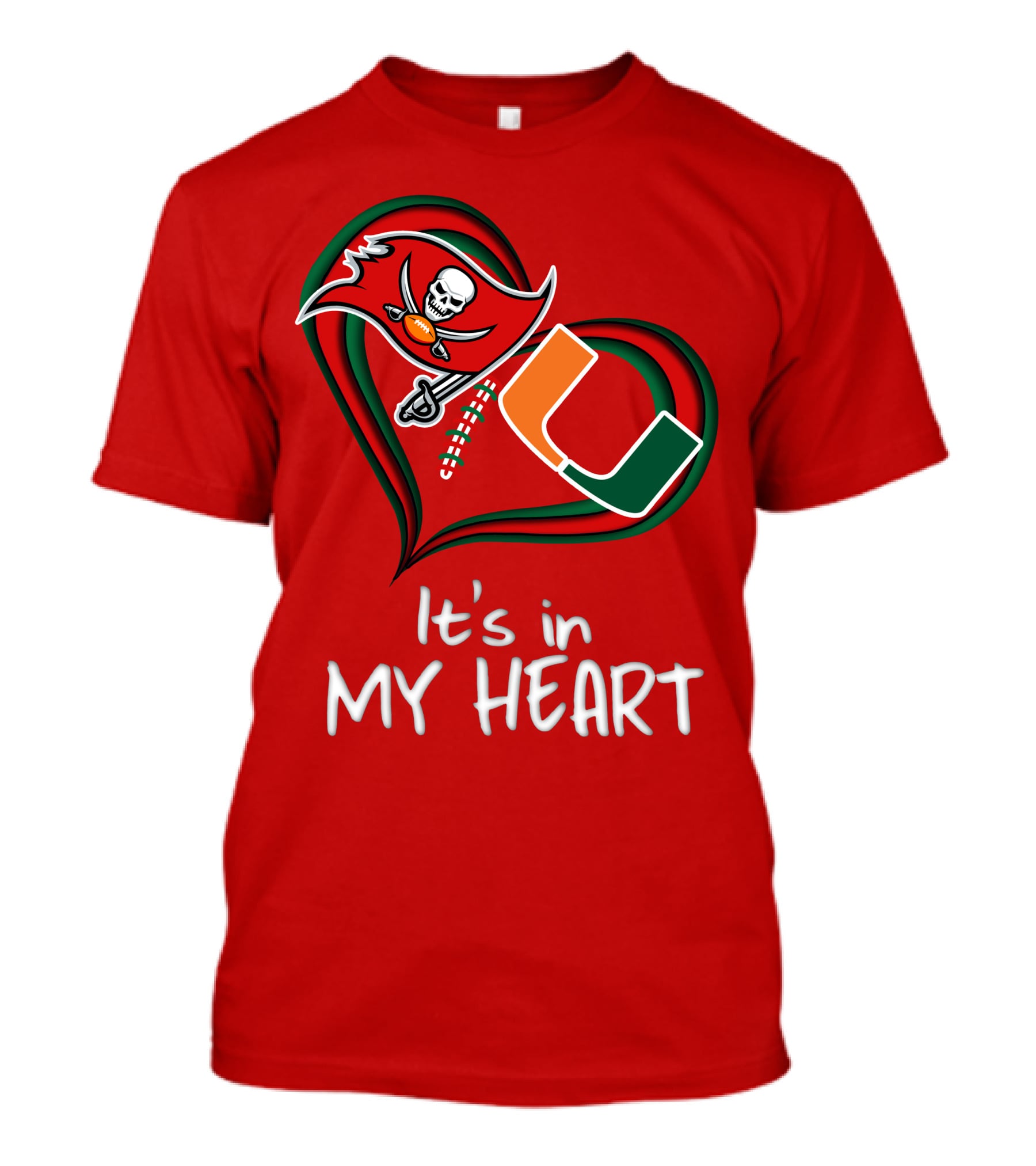 Tampa Bay Buccaneers Miami Hurricanes It's In My Heart T-Shirt