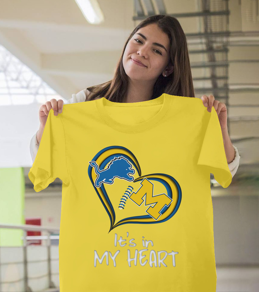 Lions Michigan M Heart It's in My Heart T-Shirt
