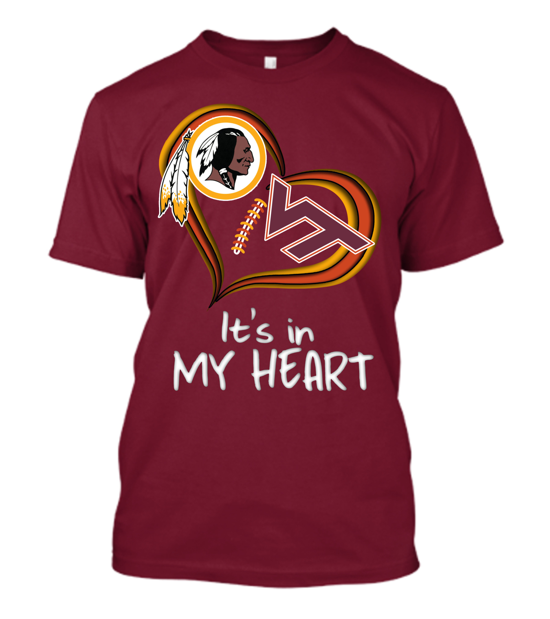 Washington Redskins Virginia Tech Hokies It's In My Heart T-Shirt
